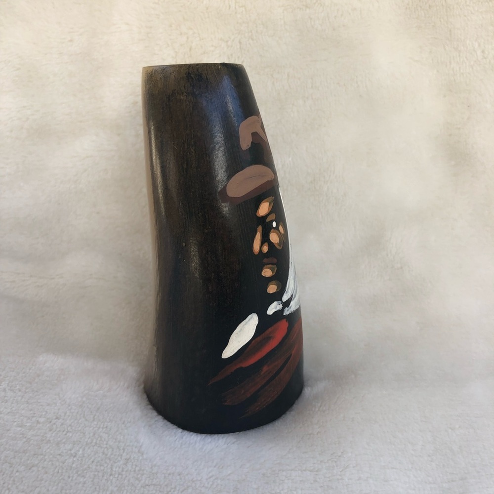 Hand Painted Steer Bull Cow Horn Cup - Mexican Indian - Picture 5 of 12